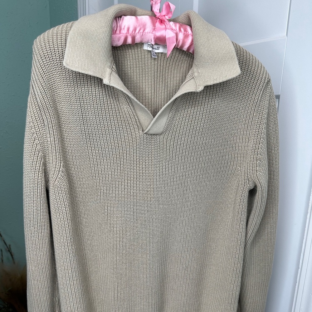 Cotton Shaker Stitch Johnny-Collar Sweater Polo Small Mens 100% cotton